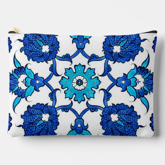 「Pretty Blue Duo フラワール」コスメポーチ アクセサリーポーチ (正面)