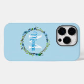 Pretty Blue Floral Wreath with Monogram Case-Mate iPhoneケース (裏面 (横))