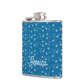 Pretty Blue Flower Pattern Personalised フラスク (左)