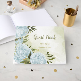 pretty blue flowers green leaves botanical ゲストブック