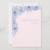 Pretty Blue Flowers Romantic Soft Pink Wedding 招待状 (裏面)