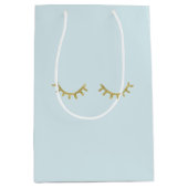 Pretty Blue Girly Gold Glam Glitter Eyelashes ミディアムペーパーバッグ (正面)