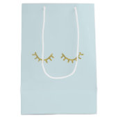 Pretty Blue Girly Gold Glam Glitter Eyelashes ミディアムペーパーバッグ (裏面)