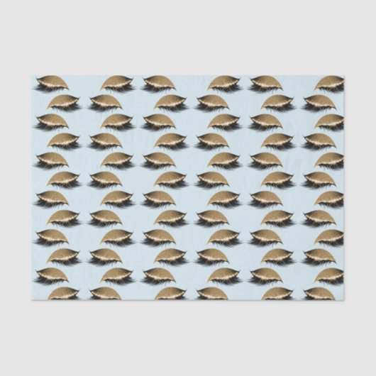 Pretty Blue Girly Gold Glam Glitter Eyelashes 薄葉紙 (正面)