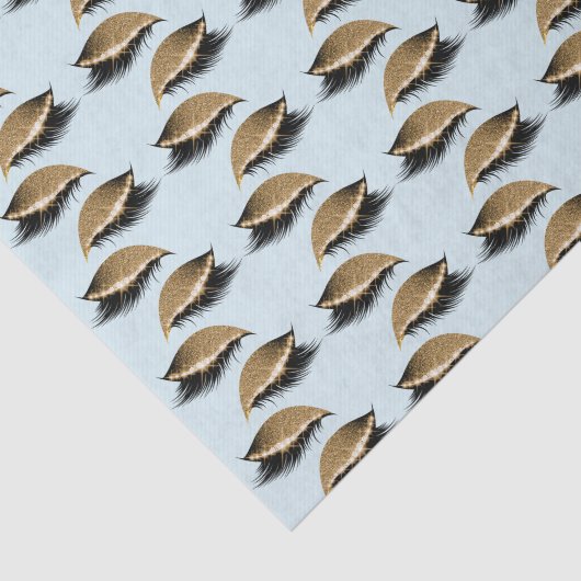Pretty Blue Girly Gold Glam Glitter Eyelashes 薄葉紙 (詳細)