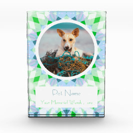 Pretty Blue Green Pet Cat Dog Memorial Keepsake フォトブロック