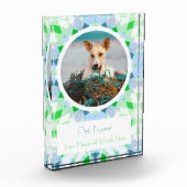 Pretty Blue Green Pet Cat Dog Memorial Keepsake フォトブロック (左)