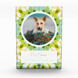 Pretty Blue Green Pet Cat Dog Memorial Keepsake フォトブロック