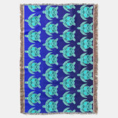 Pretty Blue green turquoise teal turtles pattern スローブランケット (正面縦)