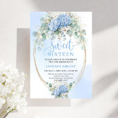 Pretty Blue Hydrangea Eucalyptus Sweet Sixteen  招待状