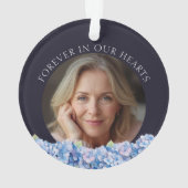 Pretty Blue Hydrangea Flowers Remembrance Memorial オーナメント (裏面)