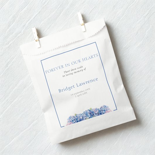Pretty Blue Hydrangea Funeral Seed Packet フェイバーバッグ