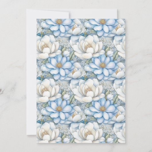 Pretty Blue Magnolia and Peony 21st Birthday 招待状 (裏面)