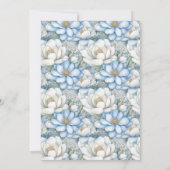 Pretty Blue Magnolia and Peony 25th Birthday 招待状 (裏面)