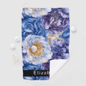 Pretty Blue Peony Personalized ゴルフタオル (インサイチュ)