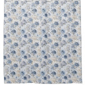 Pretty Blue Rose Floral Watercolor  シャワーカーテン (正面)