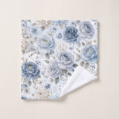 Pretty Blue Rose Floral Watercolor  バスタオルセット (ウォッシュタオル)