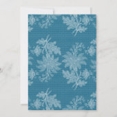 Pretty Blue White Floral Faux Lace Wedding 招待状 (裏面)