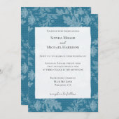 Pretty Blue White Floral Faux Lace Wedding 招待状 (正面/裏面)