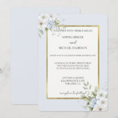 Pretty Blue White Floral Wedding 招待状 (正面/裏面)