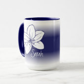 Pretty Blue White Flower Drawing Custom Name マグカップ (正面左)