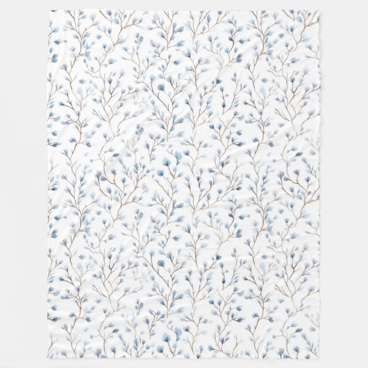 Pretty Blue White Flowers   フリースブランケット (正面)