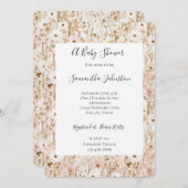 Pretty Blush Brown Floral Baby Shower 招待状 (正面/裏面)