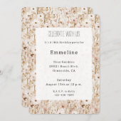 Pretty Blush Brown Floral Birthday 招待状 (正面/裏面)