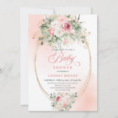 Pretty Blush Floral Girl Baby Shower Invitation 招待状 (正面)