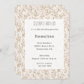 Pretty Blush Pink Cream Floral Birthday 招待状 (正面/裏面)