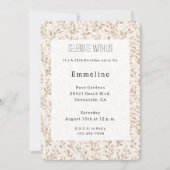 Pretty Blush Pink Cream Floral Birthday 招待状 (正面)