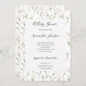 Pretty Blush Pink Floral Baby Shower 招待状 (正面/裏面)