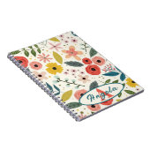 Pretty Blush Pink Floral Botanical Monogram  ノートブック (右側)