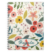 Pretty Blush Pink Floral Botanical Monogram  ノートブック (正面)