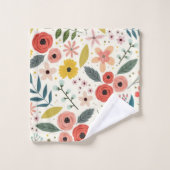 Pretty Blush Pink Floral Botanical Monogram  バスタオルセット (ウォッシュタオル)