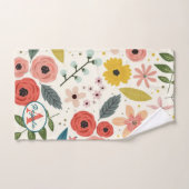 Pretty Blush Pink Floral Botanical Monogram  バスタオルセット (ハンドタオル)