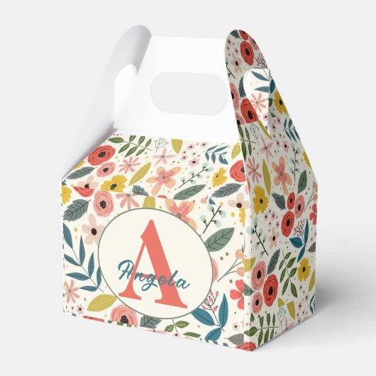 Pretty Blush Pink Floral Botanical Monogram  フェイバーボックス (正面サイド)