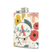 Pretty Blush Pink Floral Botanical Monogram  フラスク (左)