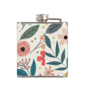 Pretty Blush Pink Floral Botanical Monogram  フラスク (裏面)