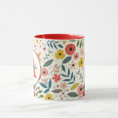 Pretty Blush Pink Floral Botanical Monogram  マグカップ (中央)
