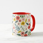 Pretty Blush Pink Floral Botanical Monogram マグカップ (正面右)