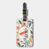 Pretty Blush Pink Floral Botanical Monogram  ラゲッジタグ (正面縦)