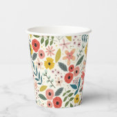 Pretty Blush Pink Floral Botanical Monogram  紙コップ (裏面)