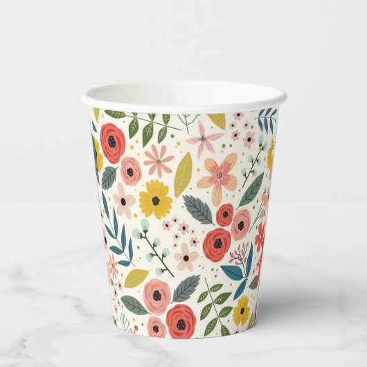 Pretty Blush Pink Floral Botanical Monogram  紙コップ (裏面)