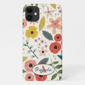 Pretty Blush Pink Floral Botanical Monogram  Case-Mate iPhoneケース (裏面)