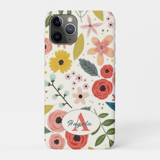 Pretty Blush Pink Floral Botanical Monogram  Case-Mate iPhoneケース (裏)