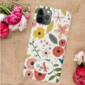 Pretty Blush Pink Floral Botanical Monogram  Case-Mate iPhoneケース