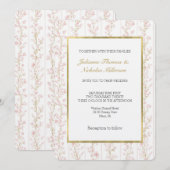 Pretty Blush Pink Floral Stripes Wedding 招待状 (正面/裏面)