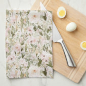 Pretty Blush Pink Flowers キッチンタオル (四つ折り)