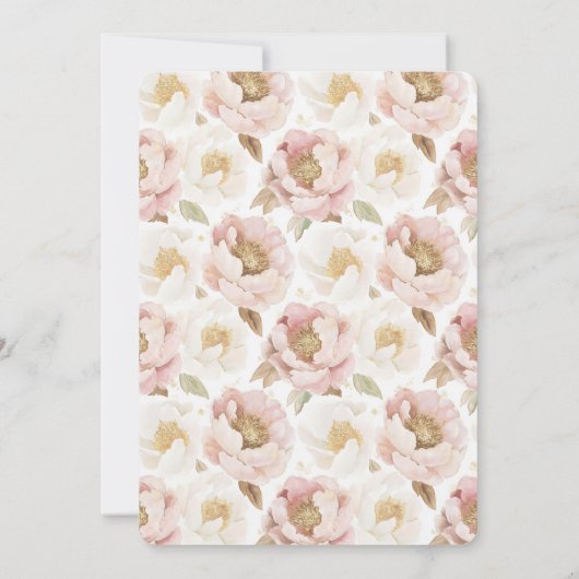 Pretty Blush Pink Gold Floral Birthday 招待状 (裏面)